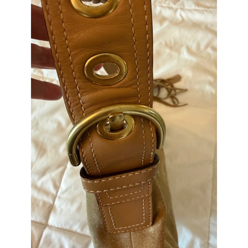 Coach Ergo Hobo Bag Tan Suede Leather Trim Brass Hardware 8A16 Vintage Boho - Picture 8 of 12